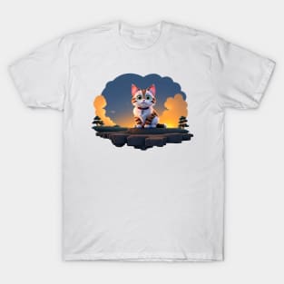 Adorable Cat Lounging Against the Scenic View T-Shirt